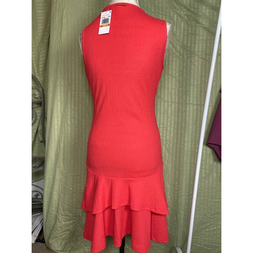 NWT Michael Kors Ruffled Sleeveless Dress Size Small in Color Sangria Pink - Picture 3 of 7